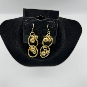 vintage ball and chain gold tone dangle earrings